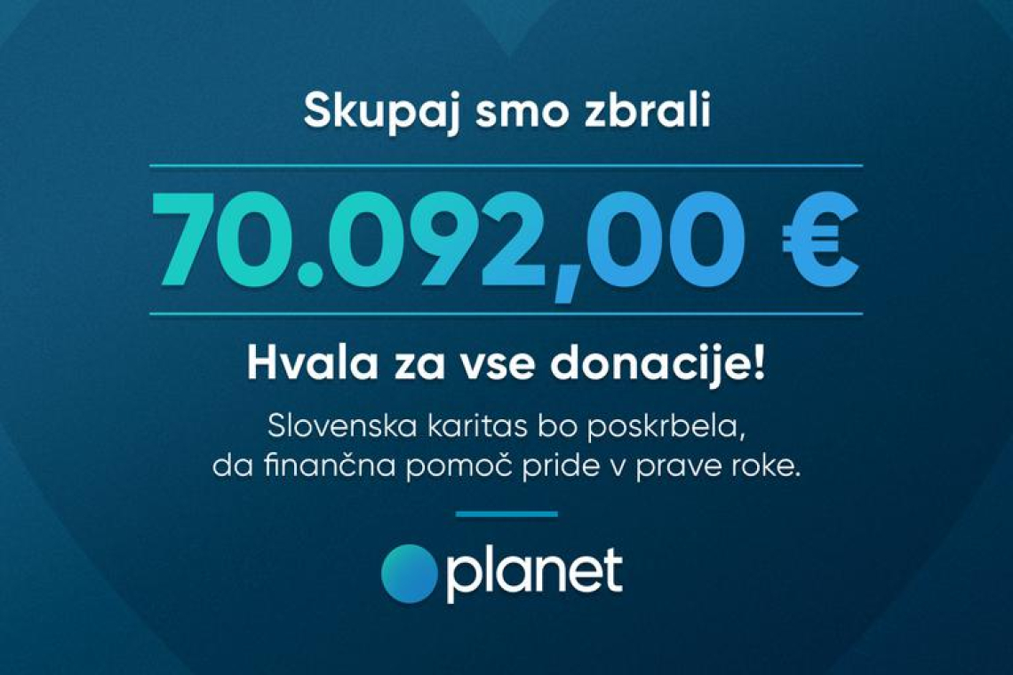Planet TV za prizadete v poplavah zbral več kot 70.000 evrov