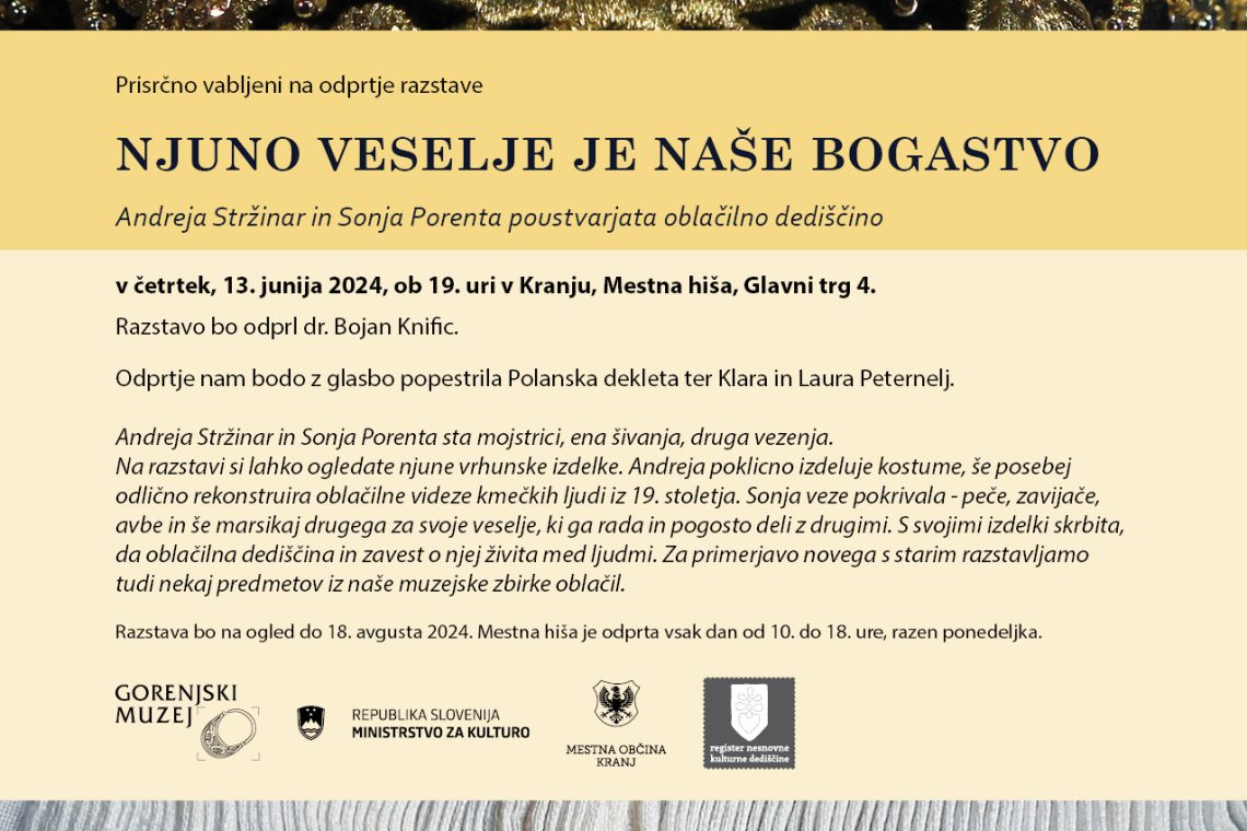 V Kranju vabijo na razstavo Nujno veselje je naše bogatstvo