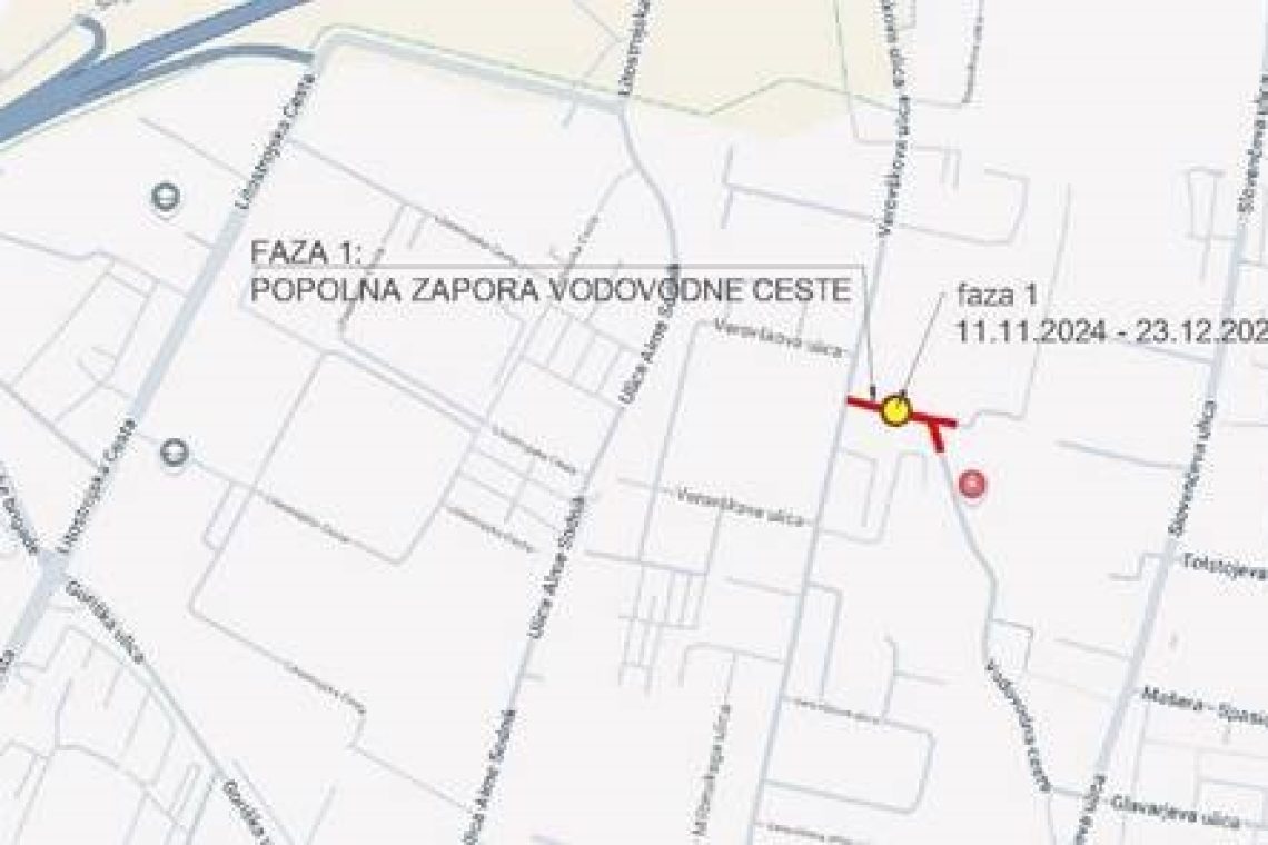 Zaradi del v Ljubljani dlje časa zapori na Vodovodni cesti in Verovškovi ulici