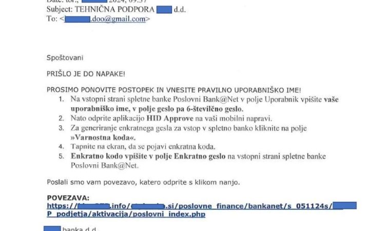 Policija opozarja na lažne klice bankirjev in elektronske prevare