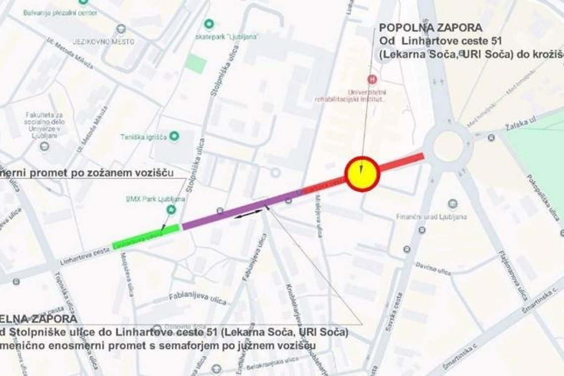 V Ljubljani zapora Linhartove ceste